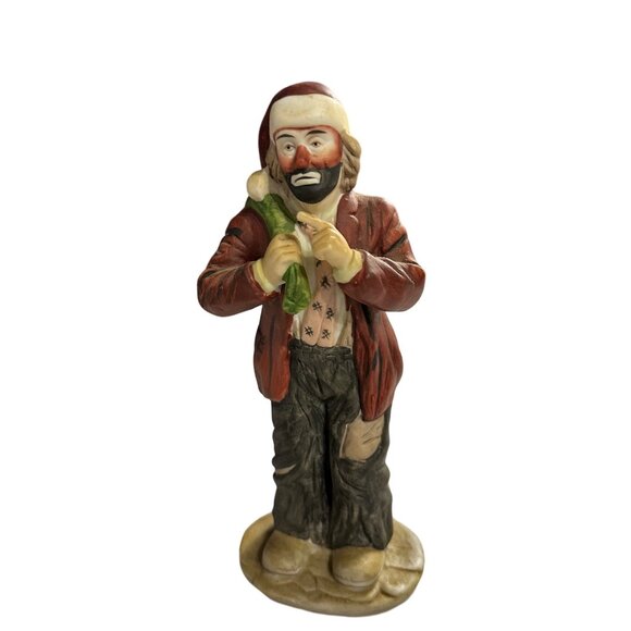 Vintage Emmett Kelly Jr. Collection Hobo Clown Santa 8 inch statue - Picture 1 of 5